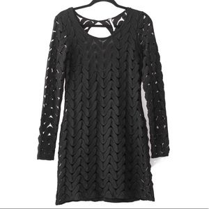 Free People Black Lace Bodycon Mini Dress Small